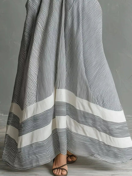 Striped Halter Neck Maxi Dress with Pockets - alternate view 3