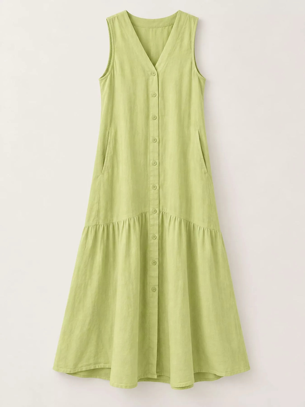 Full Size V-Neck Button Front Sleeveless Midi Dress Plus Size - alternate view 19