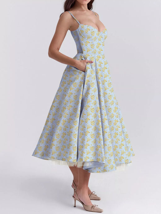 Sweetheart Neck A-Line Midi Dress - alternate view 2