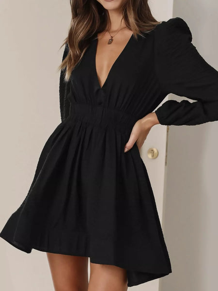 V-Neck Long Sleeve Mini Dress - alternate view 17