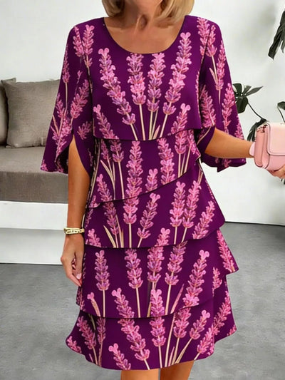 Floral Print Ruffle Hem Dress - alternate view 15
