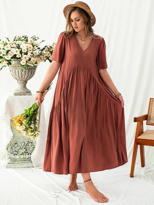 V-Neck Flutter Sleeve Midi Dress - alternate view 3