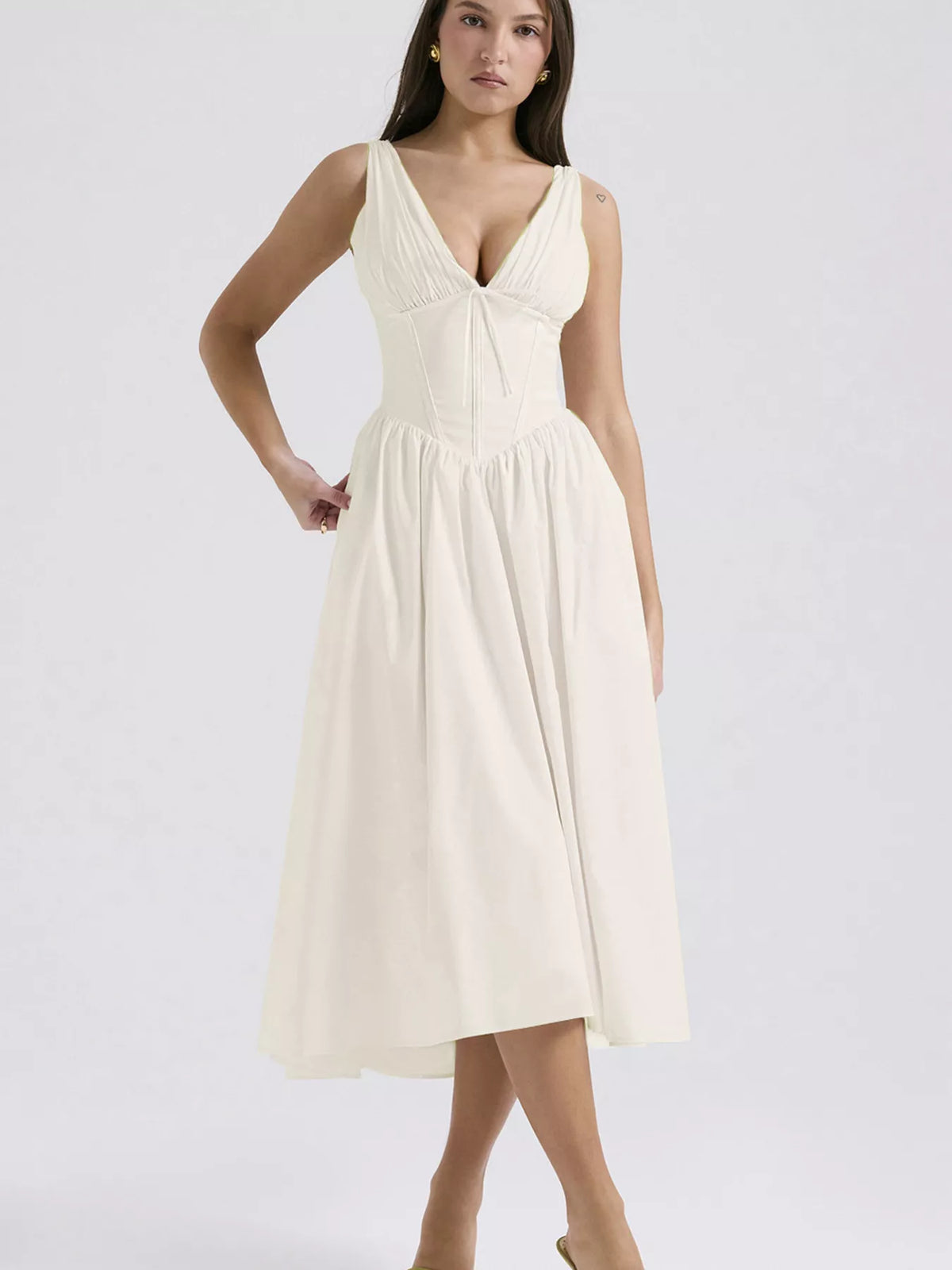 V-Neck Sleeveless Midi Dress - alternate view 20