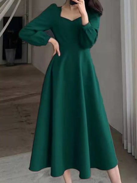Full Size Long Sleeve A-Line Midi Dress Plus Size - alternate view 12
