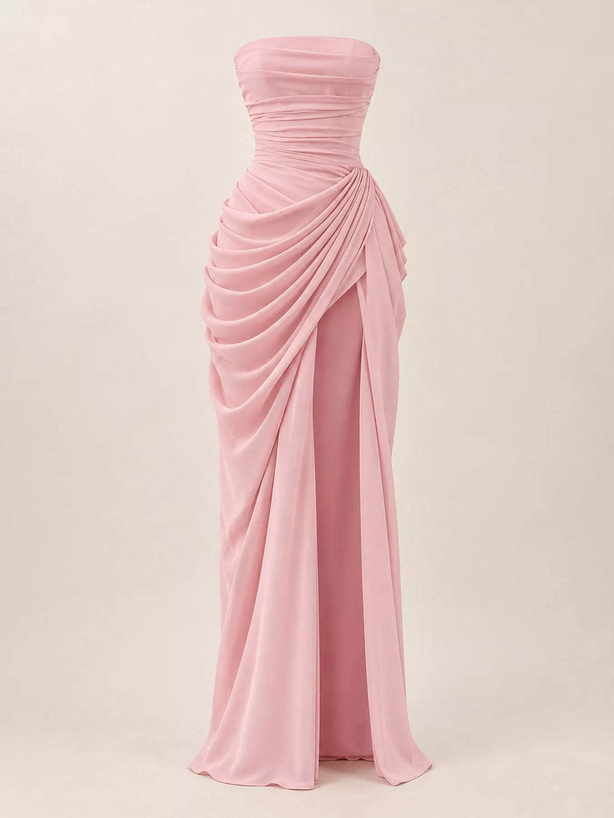 Elegant Strapless Ruched High-Slit Evening Dress - alternate view 20