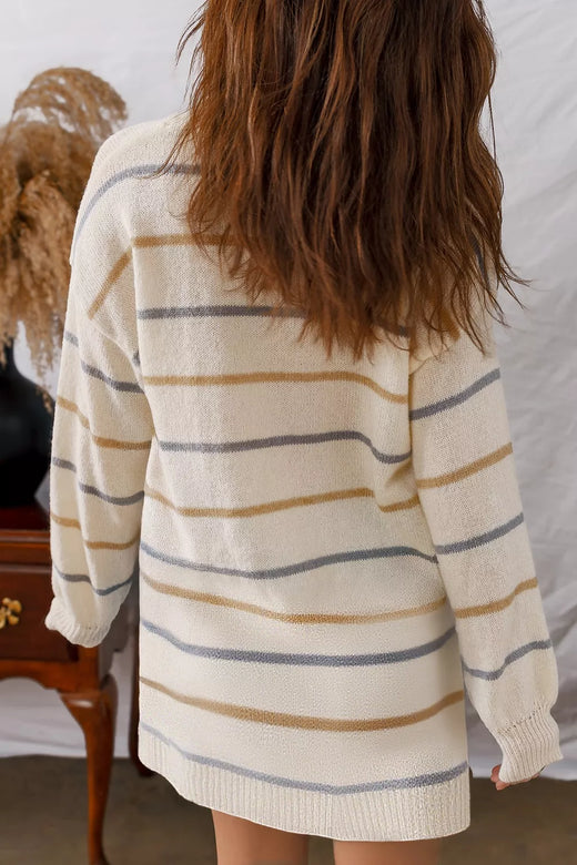 Striped Dropped Shoulder Oversized Sweater Dress - alternate view 2