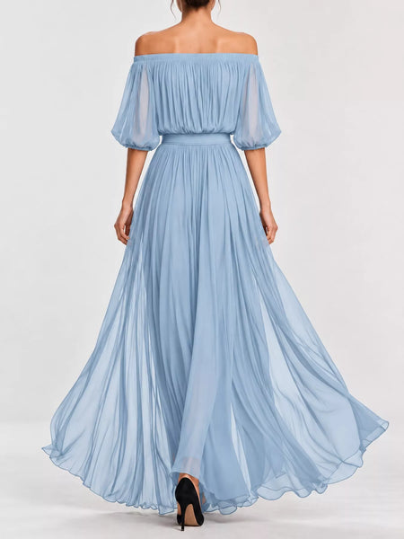 Full Size Off-Shoulder Ruched Chiffon Maxi Dress Plus Size - alternate view 13