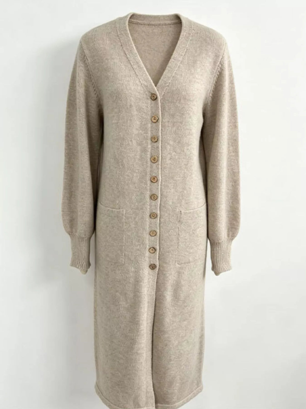 Button Front Long Sleeve Sweater Dress - alternate view 6