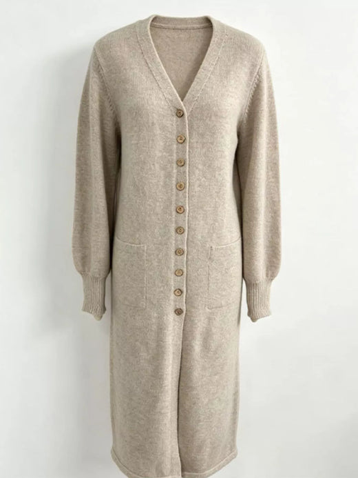 Button Front Long Sleeve Sweater Dress - alternate view 6