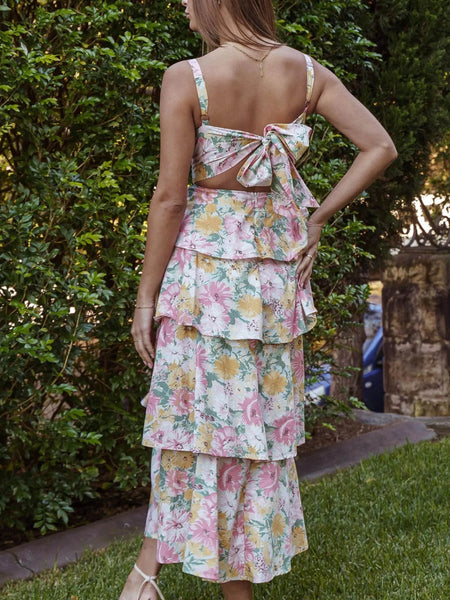 Floral Layered Ruffle Maxi Dress - alternate view 2