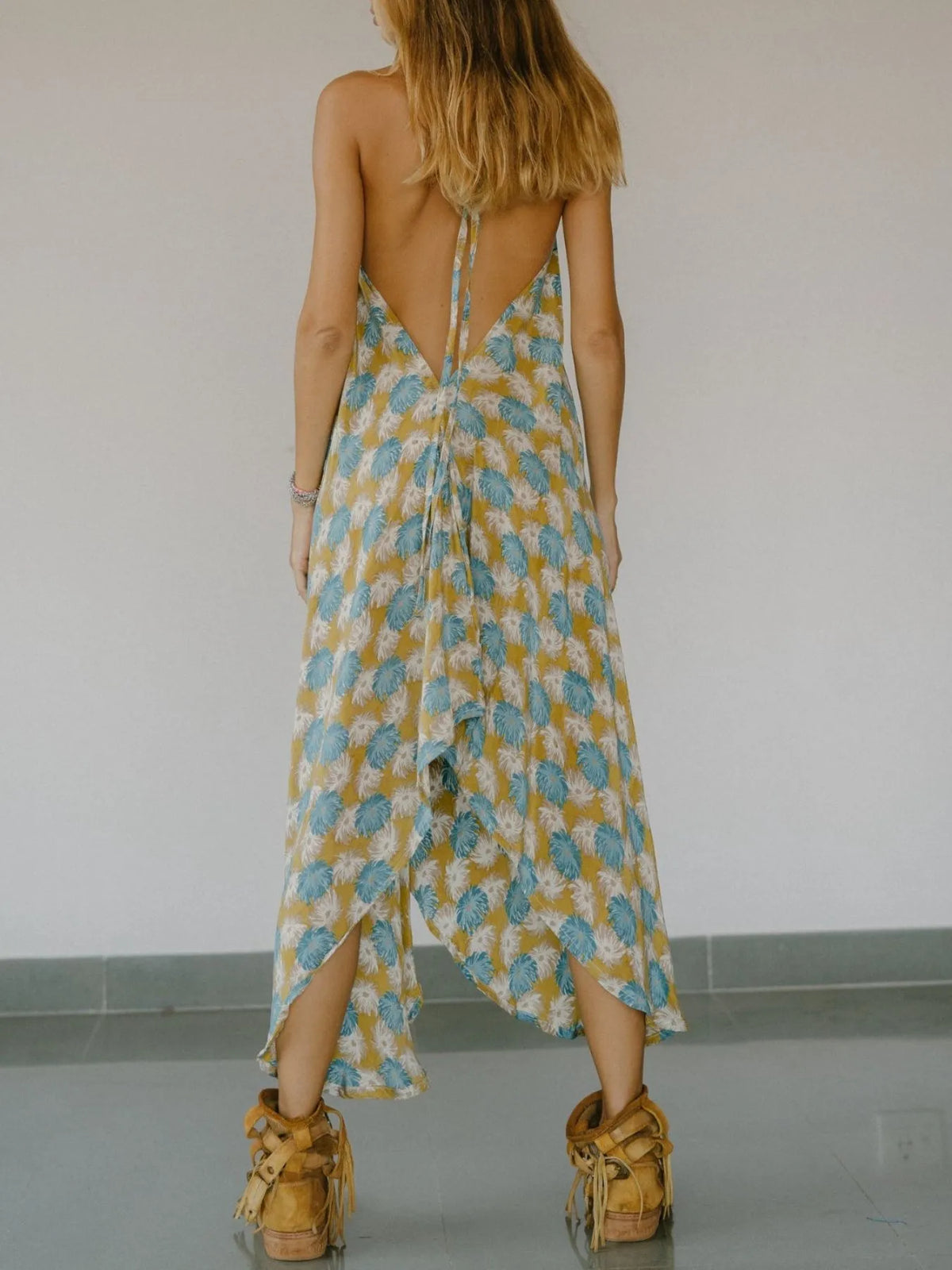 Asymmetrical Hem Printed Halter Neck Dress - alternate view 26