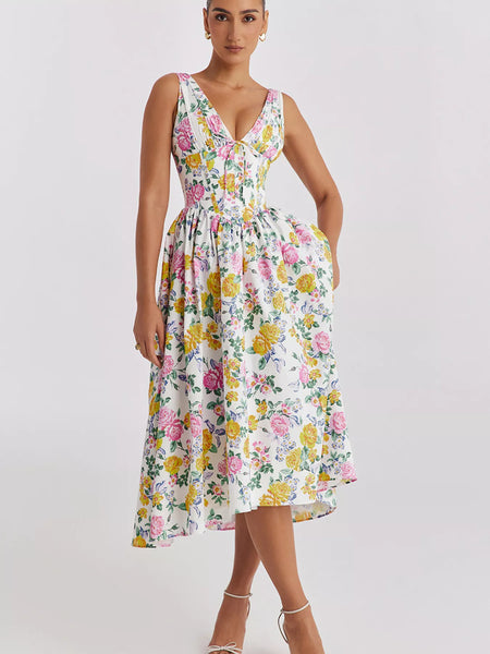 V-Neck Sleeveless Midi Dress - alternate view 4