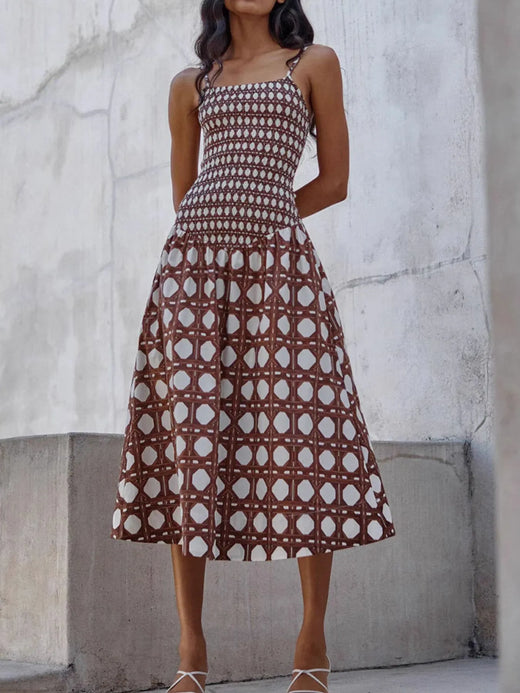 Geometric Pattern Cami Midi Dress