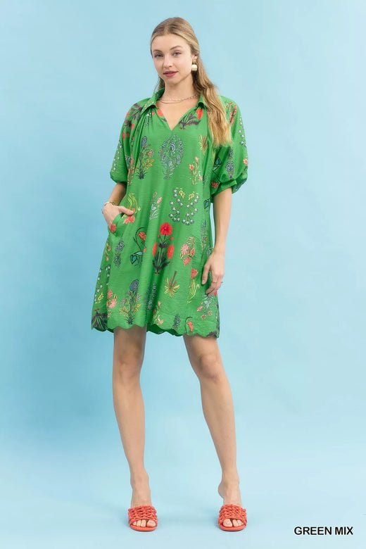Floral Encyclopedia Print Mini Dress - alternate view 4