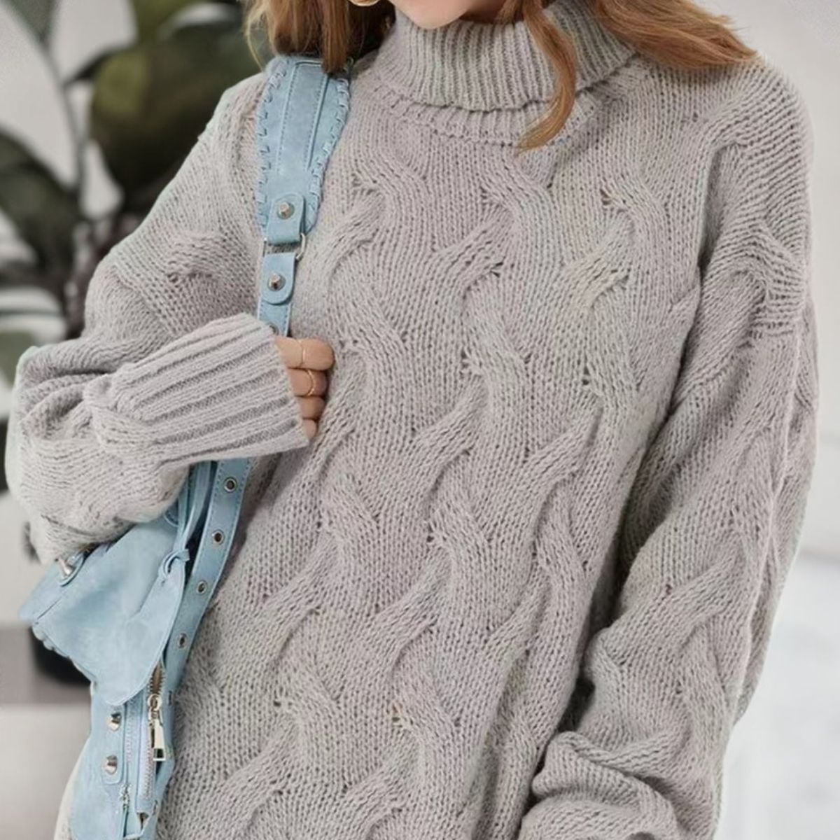 Cable-Knit Turtleneck Sweater Dress - alternate view 5