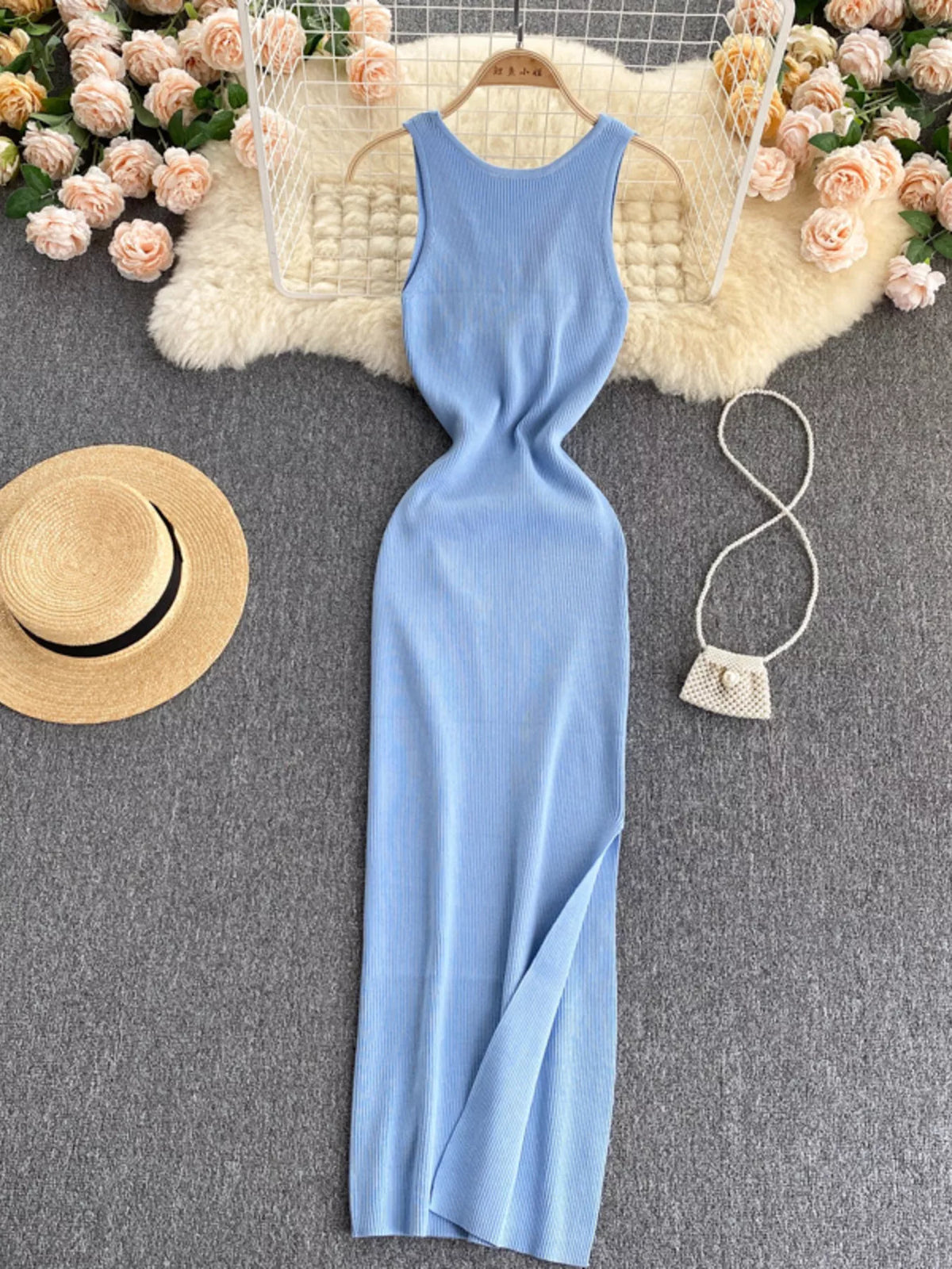 Knot Back Sleeveless Knit Bodycon Midi Dres - alternate view 7