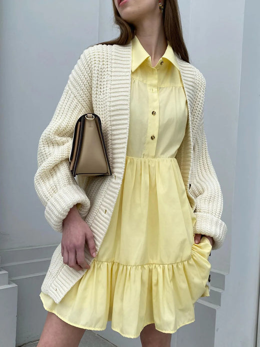 Tiered Long Sleeve Shirt Dress - alternate view 2