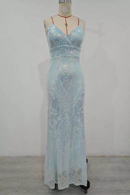 Sequin Mermaid Evening Maxi Cami Dress - alternate view 7