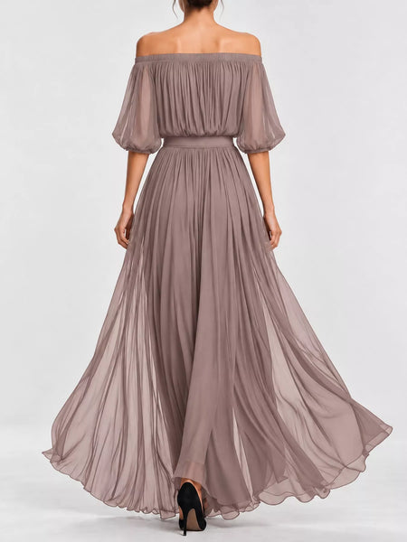 Full Size Off-Shoulder Ruched Chiffon Maxi Dress Plus Size - alternate view 18