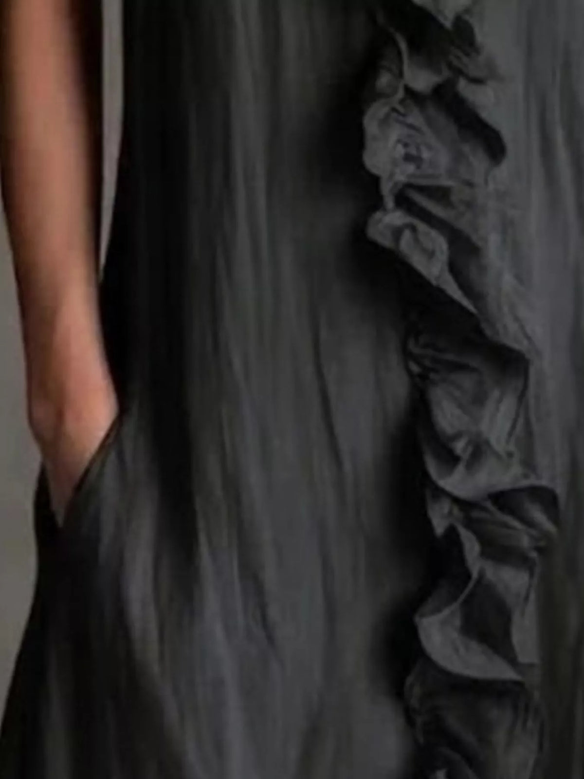 Sleeveless Ruffle Trim V-Neck Midi Dress - alternate view 4