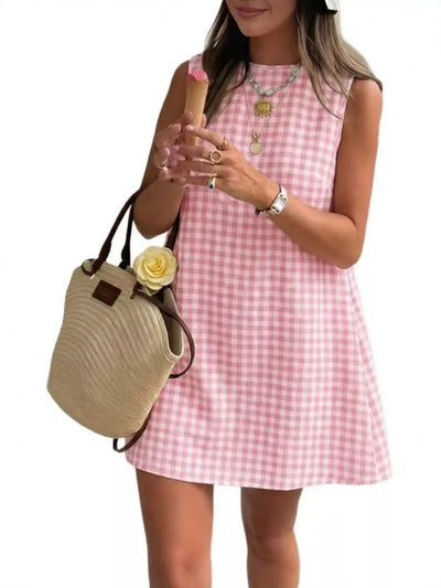 Gingham Sleeveless A-Line Mini Dress - alternate view 5