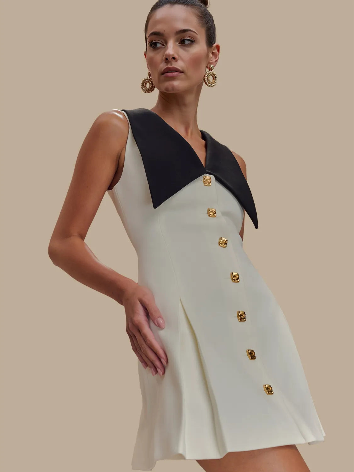 Button Front Sleeveless Mini Dress - alternate view 3