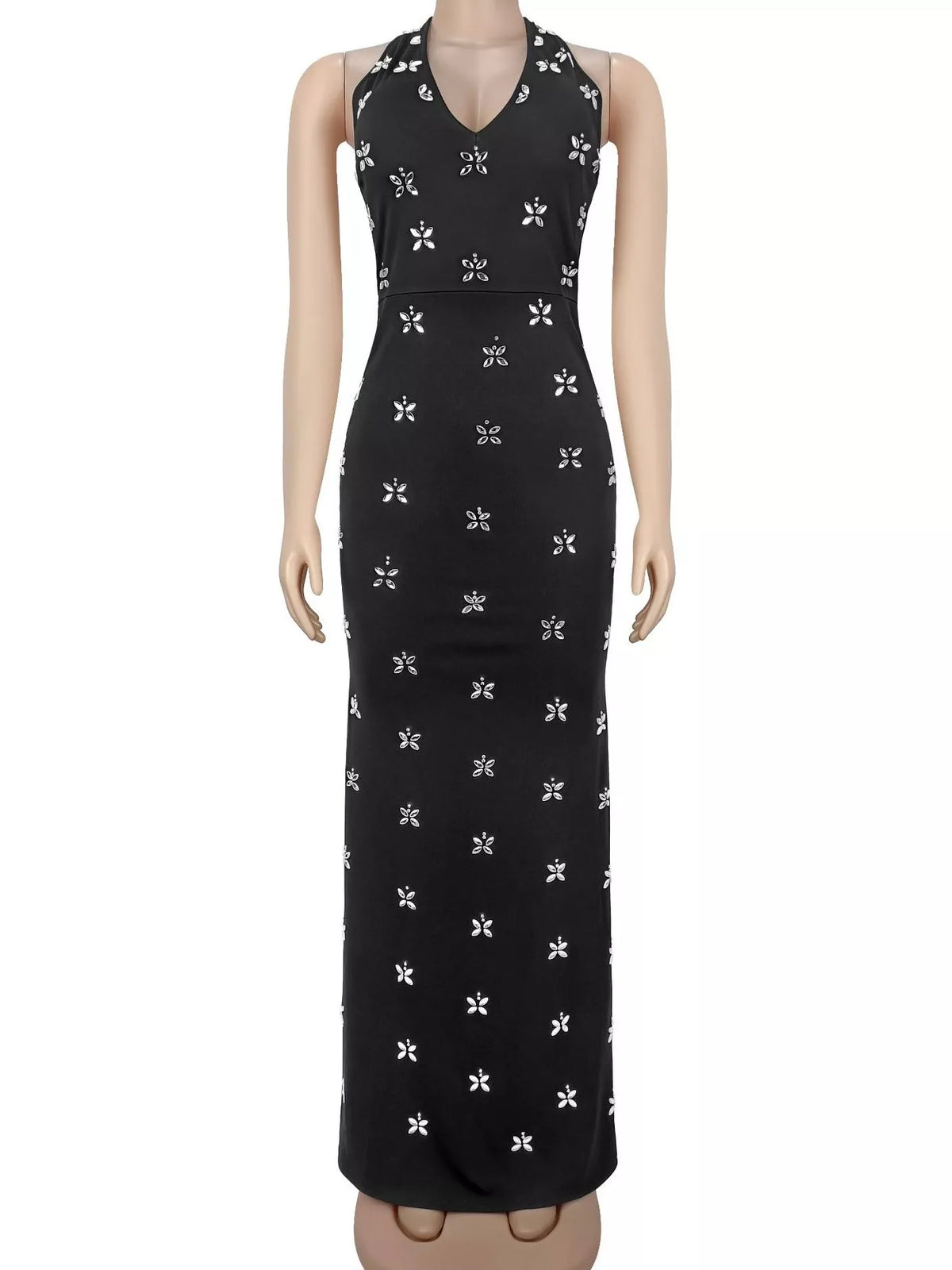 Floral Halter Neck Sleeveless Maxi Dress - alternate view 8