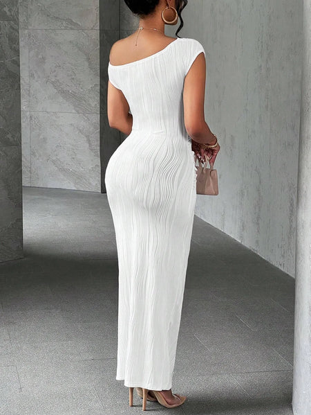 Asymmetrical One Shoulder Bodycon Maxi Dress - alternate view 6
