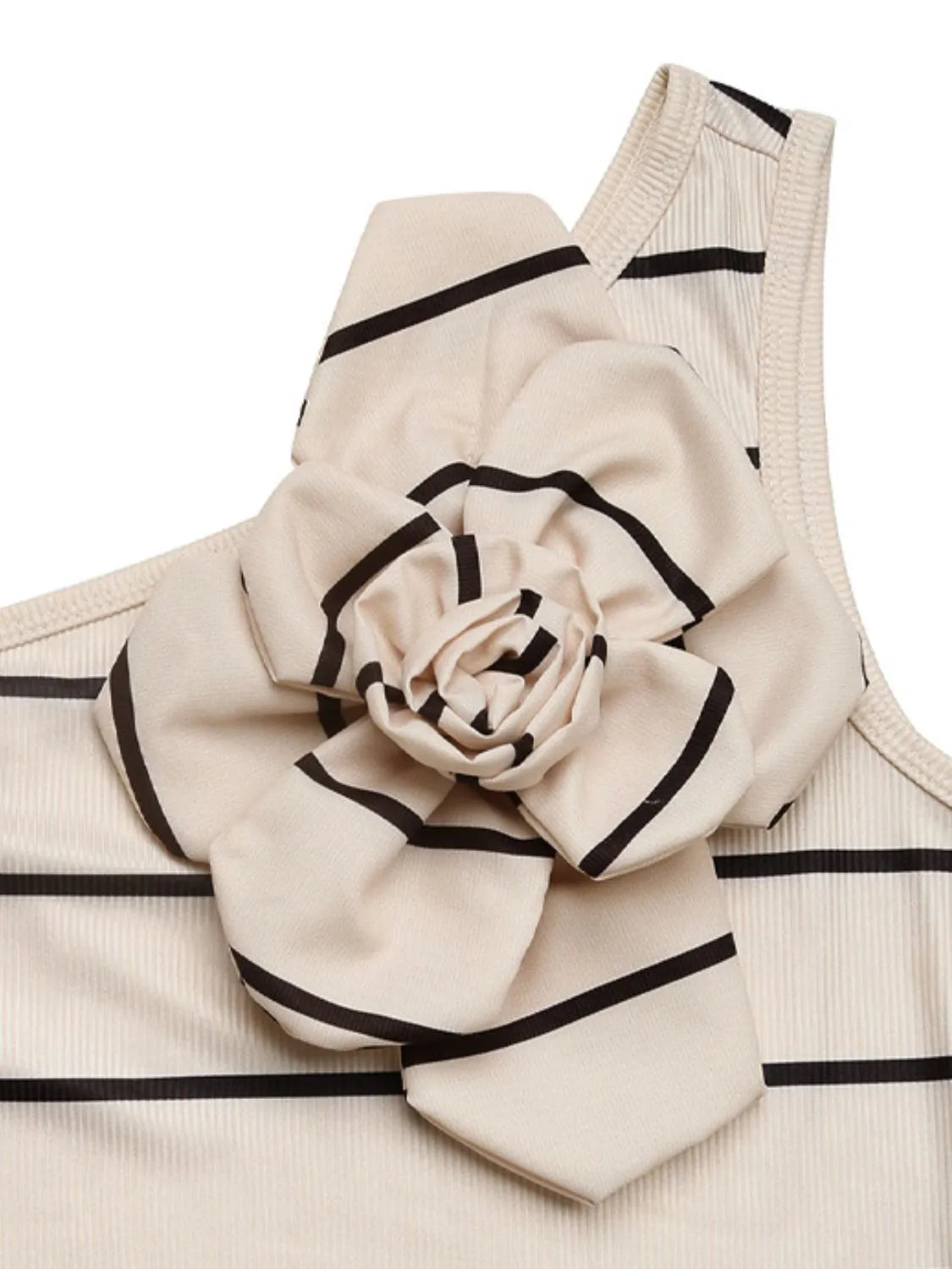 Flower Striped Single Shoulder Dress - alternate view 6