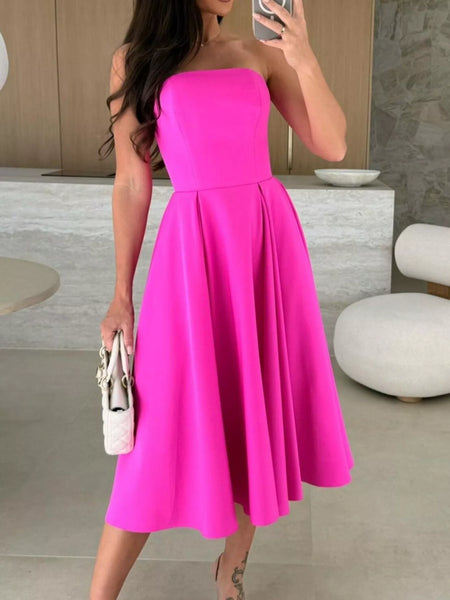 Strapless Ruched A-Line Midi Dress - alternate view 11