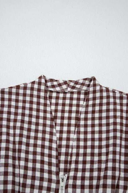 Gingham Zip-Front Midi Dress - alternate view 10