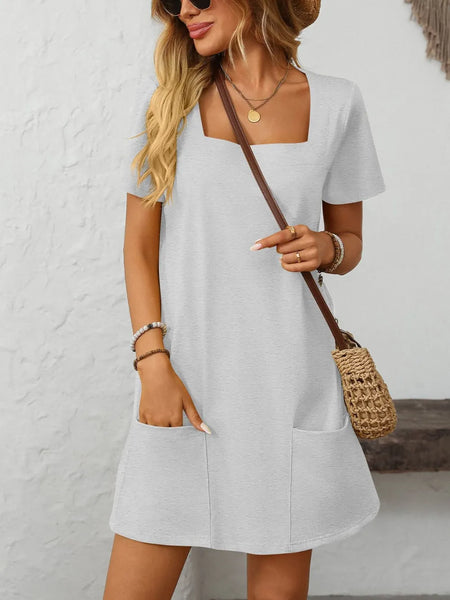 Mandy Square Neck Short Sleeve Mini Dress - alternate view 27