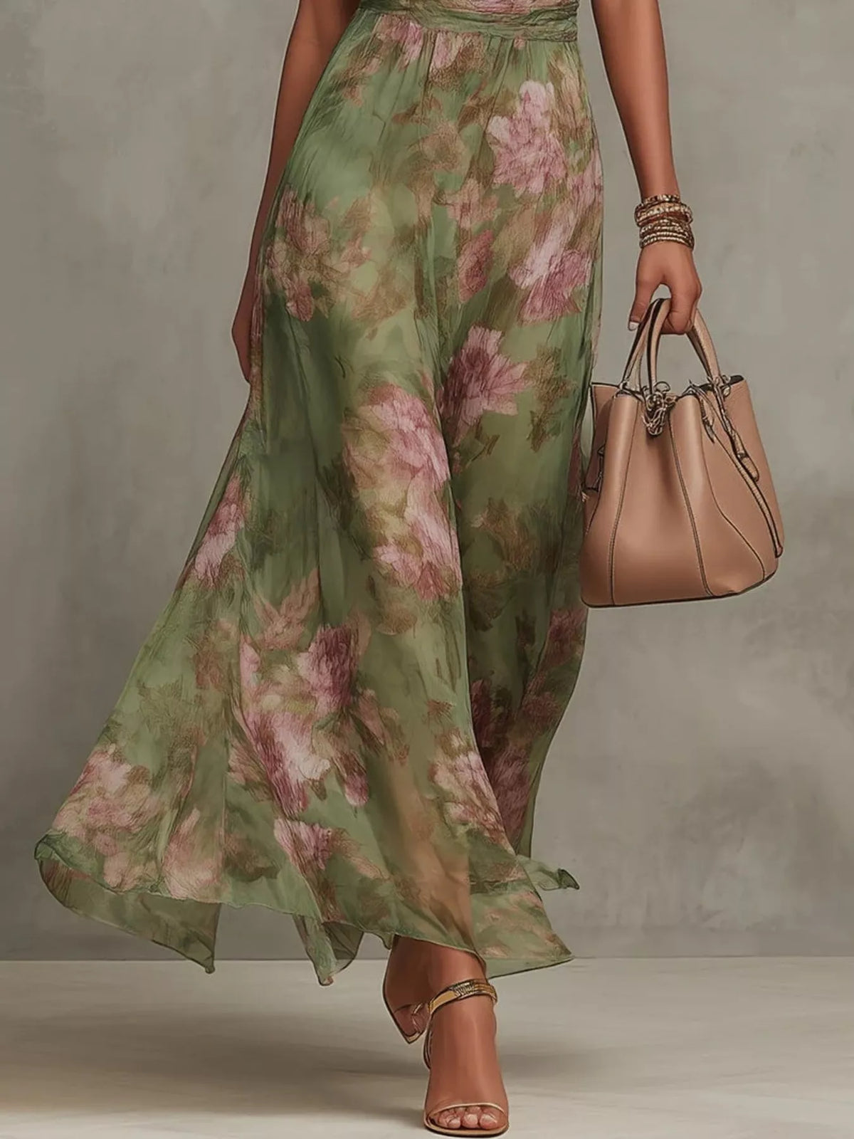 Floral Print Sleeveless Maxi Dress - alternate view 3