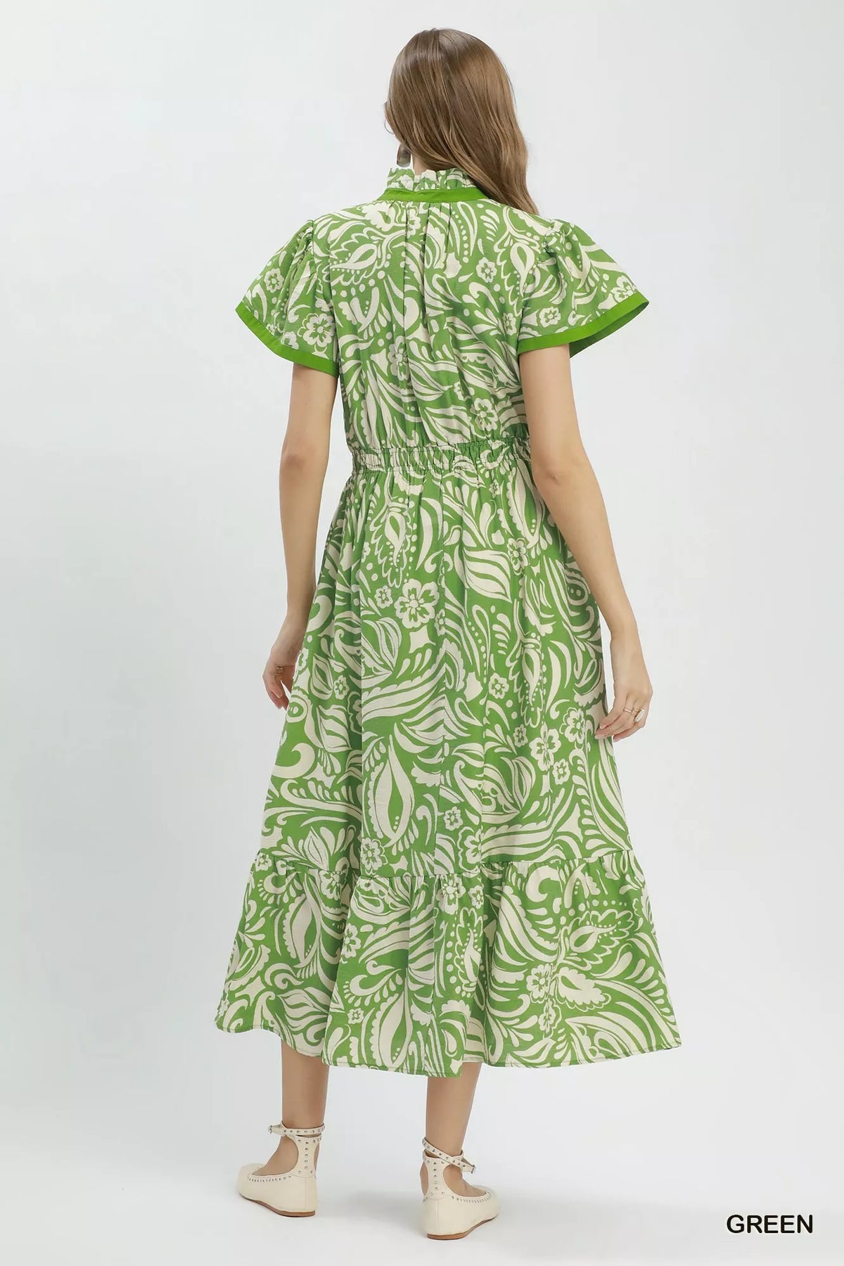 Paisley Print Midi Dress with Side Pockets - alternate view 3