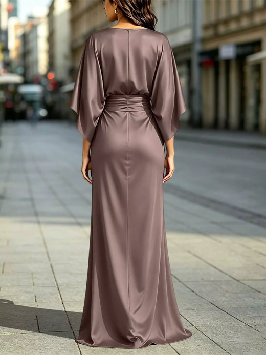 Ruched Waist Maxi Dress with Pockets - alternate view 4