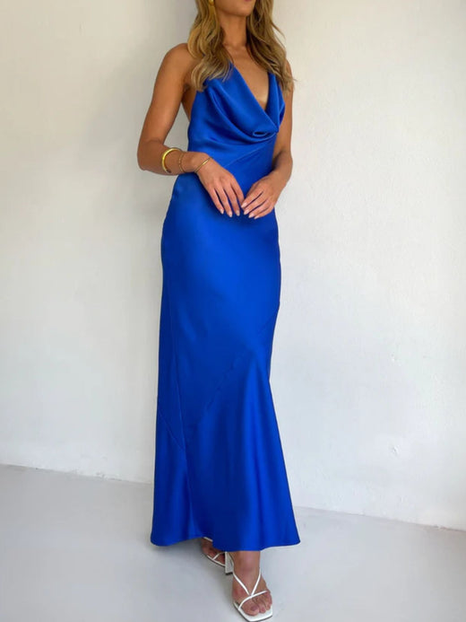 Halter Neck Satin Maxi Dress - alternate view 6