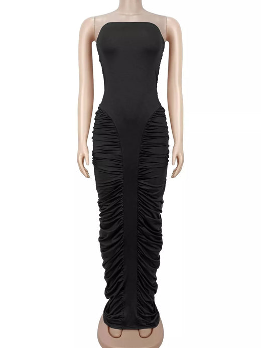 Strapless Ruched Bodycon Maxi Dress - alternate view 3