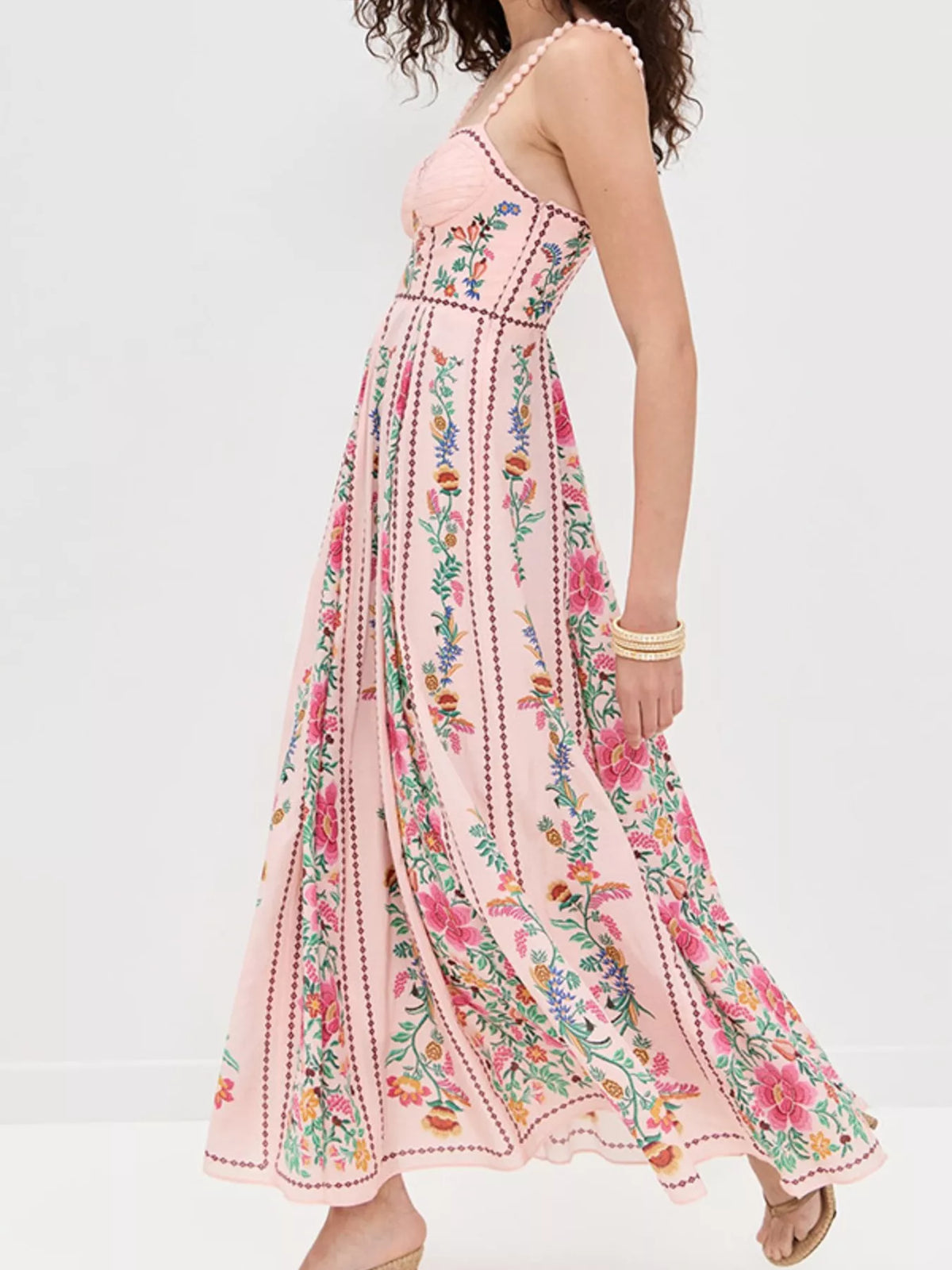 Floral Print Sweetheart Neck Dress - alternate view 4