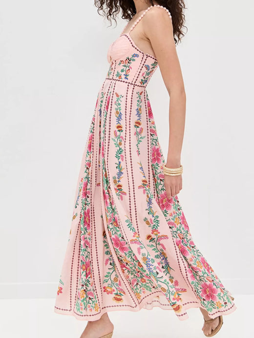 Floral Print Sweetheart Neck Dress - alternate view 4