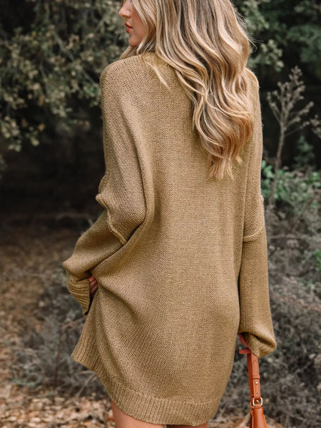 Oversize Drop Shoulder Slouchy Sweater Dress - alternate view 2