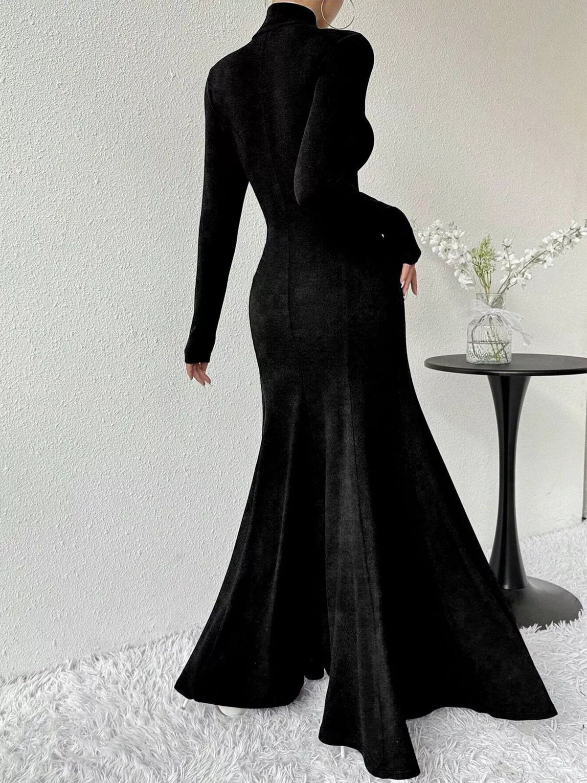 Turtleneck Long Sleeve Maxi Mermaid Dress - alternate view 2