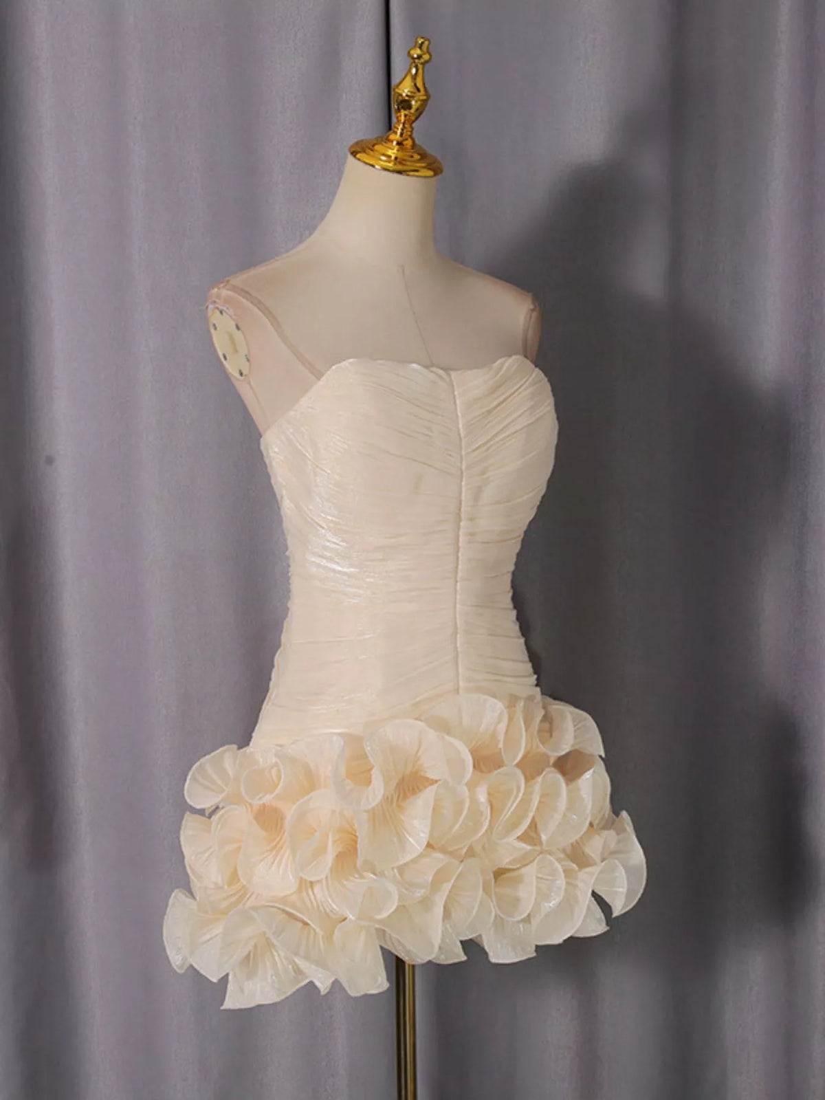 Strapless Ruffle Ruched Mini Dress - alternate view 4