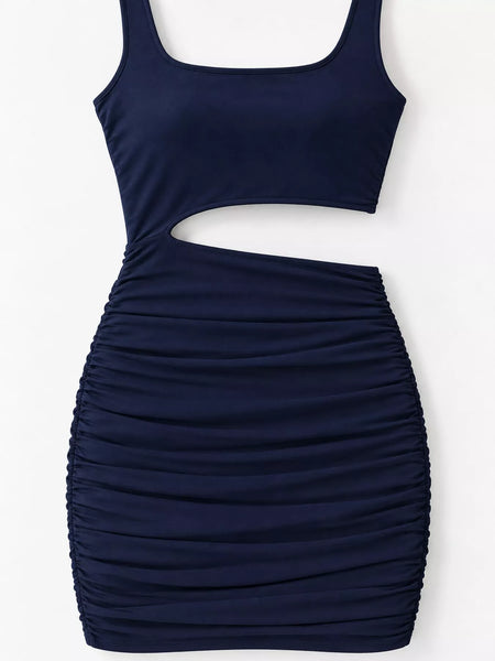 One-Shoulder Cutout Ruched Bodycon Mini Dress - alternate view 52