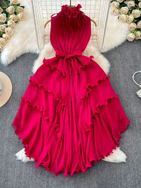 Ruffled Tiered Sleeveless Midi Dress - alternate view 9
