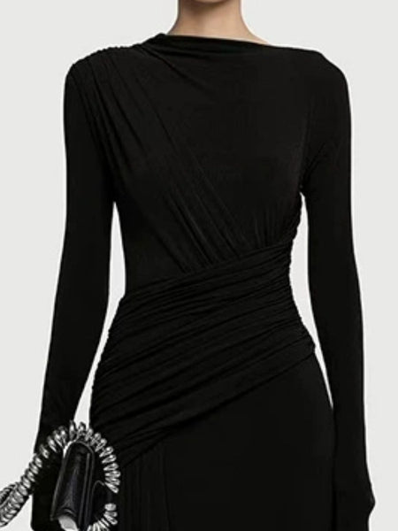 Ruched Long Sleeve Maxi Dress - alternate view 6