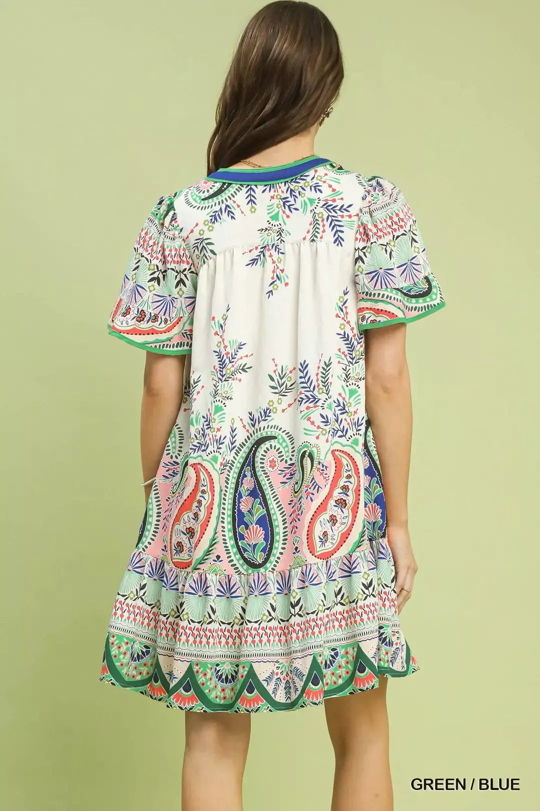 Paisley Flutter Sleeve Mini Dress - alternate view 3