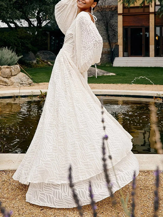 V-Neck Long Sleeve Maxi Dress - alternate view 2