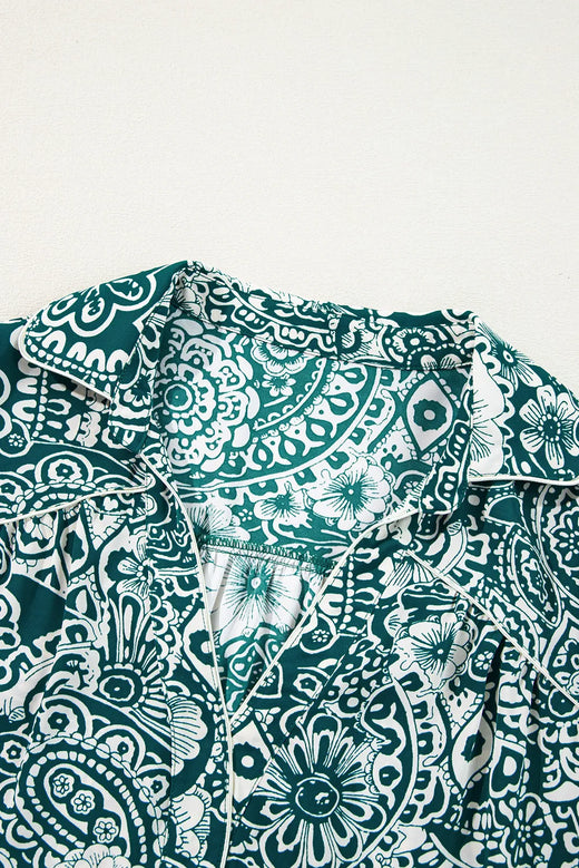 Plus Size Ruffled Printed Flounce Sleeve Dress - alternate view 4