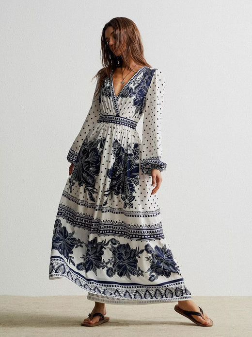 Floral Print Long Sleeve Maxi Dress - alternate view 6