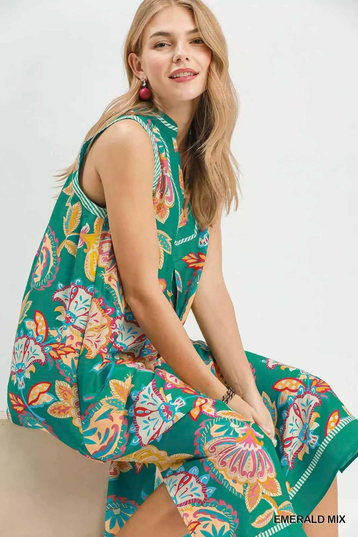 Paisley Floral Sleeveless Midi Dress - alternate view 6